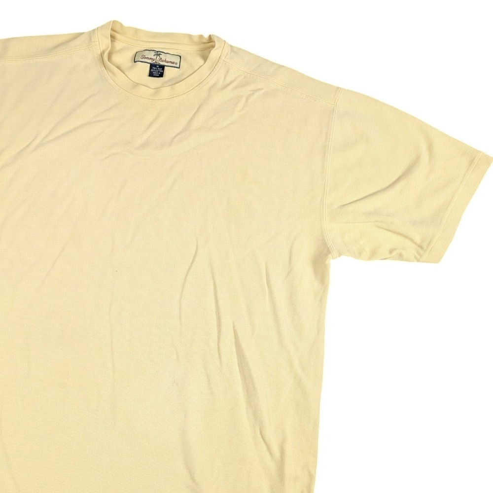 Tommy Bahama Mens T-Shirt M Yellow Silk Cotton Blend Pique Short Sleeve Tee - Picture 1 of 14